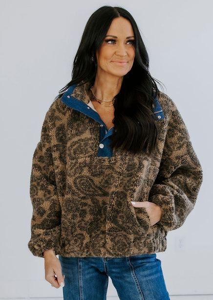 Beatrice Paisley Sherpa Pullover product view