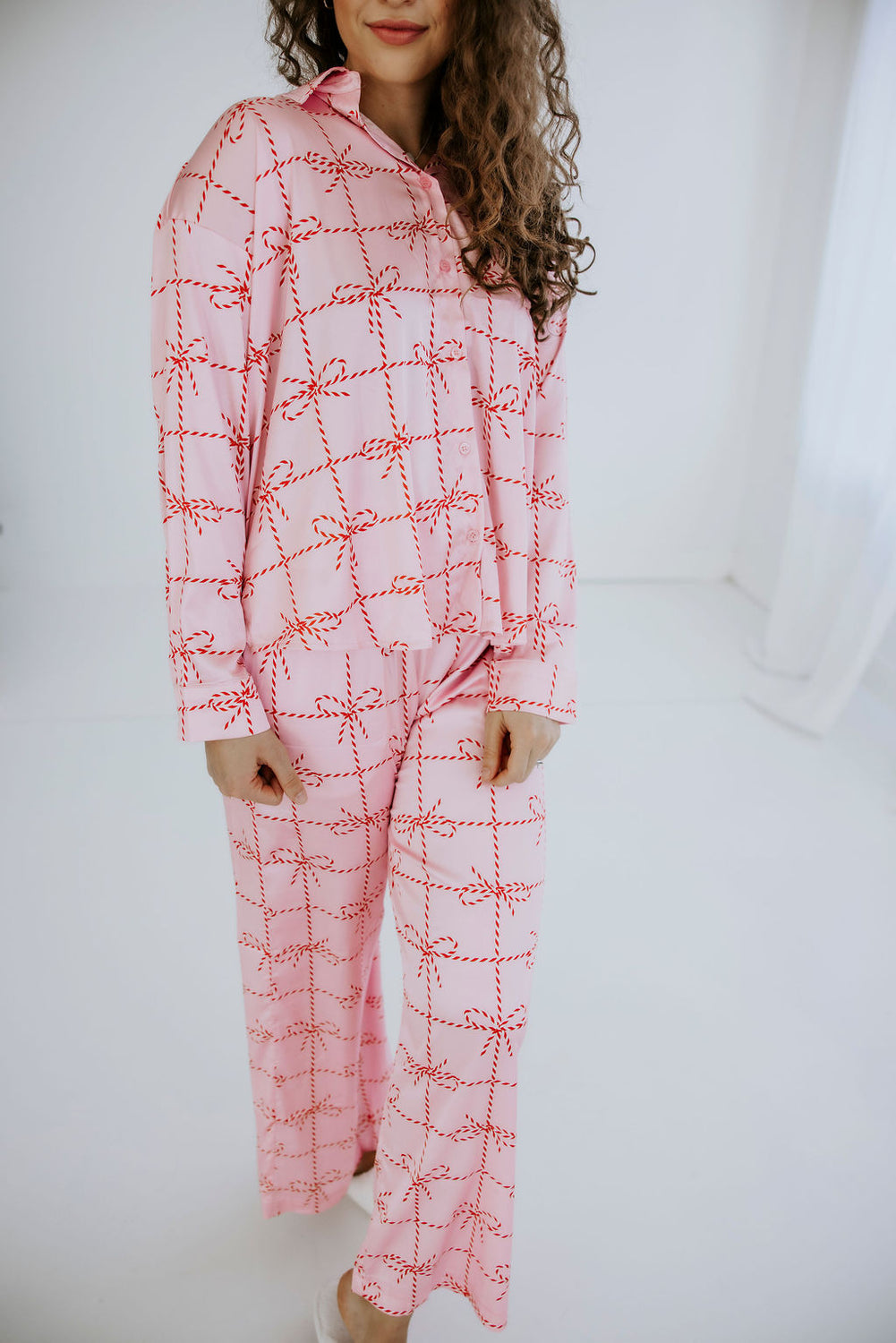 Festive Bow Printed Pajama Set