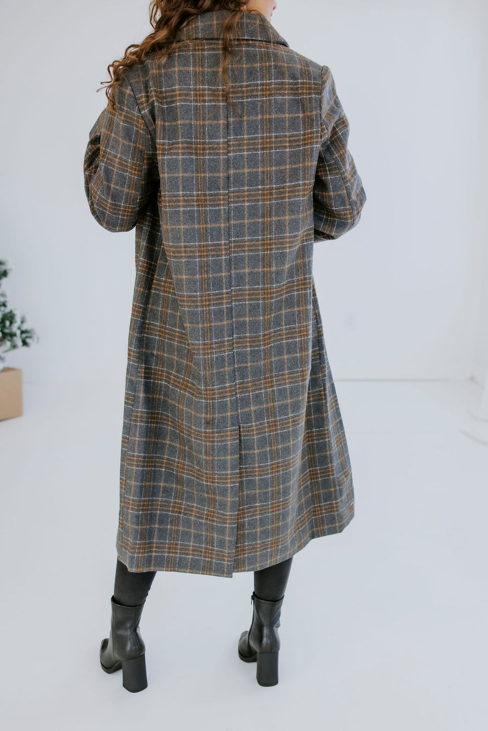 Alan Plaid Double Breasted Long Coat