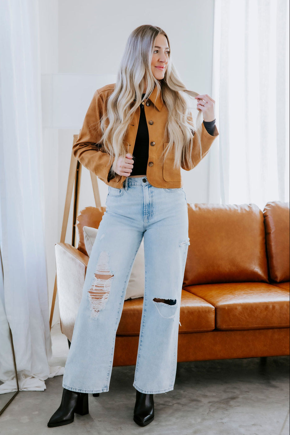 Daulton Cropped Suede Jacket