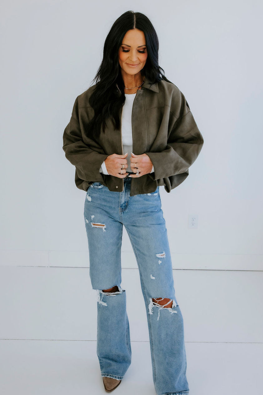Olivia Suede Bubble Hem Jacket