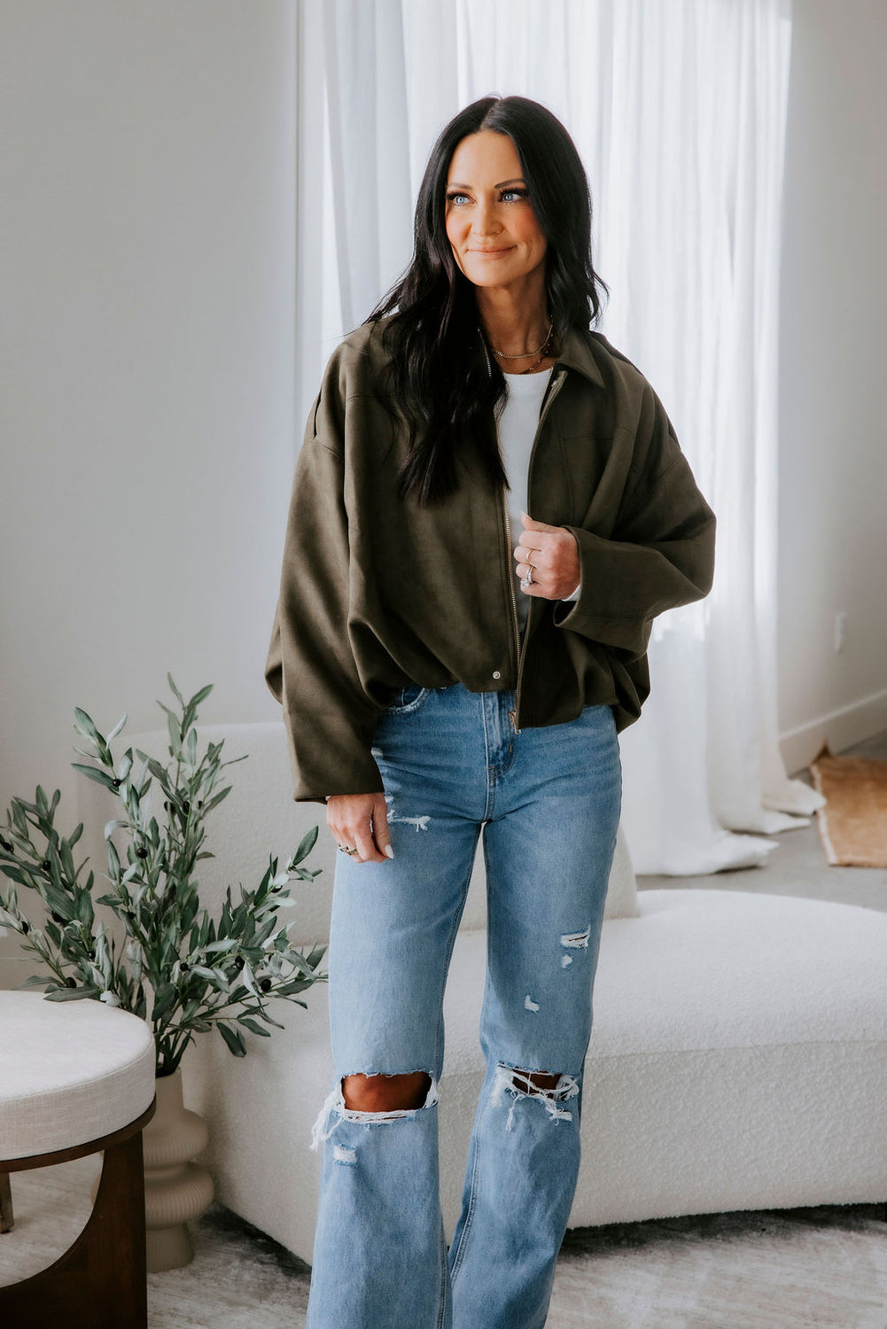 Olivia Suede Bubble Hem Jacket