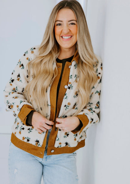 Ryanne Floral Print Sherpa Jacket product view