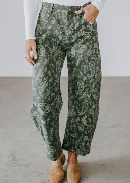 Jenie Paisley Print Barrel Jeans product view