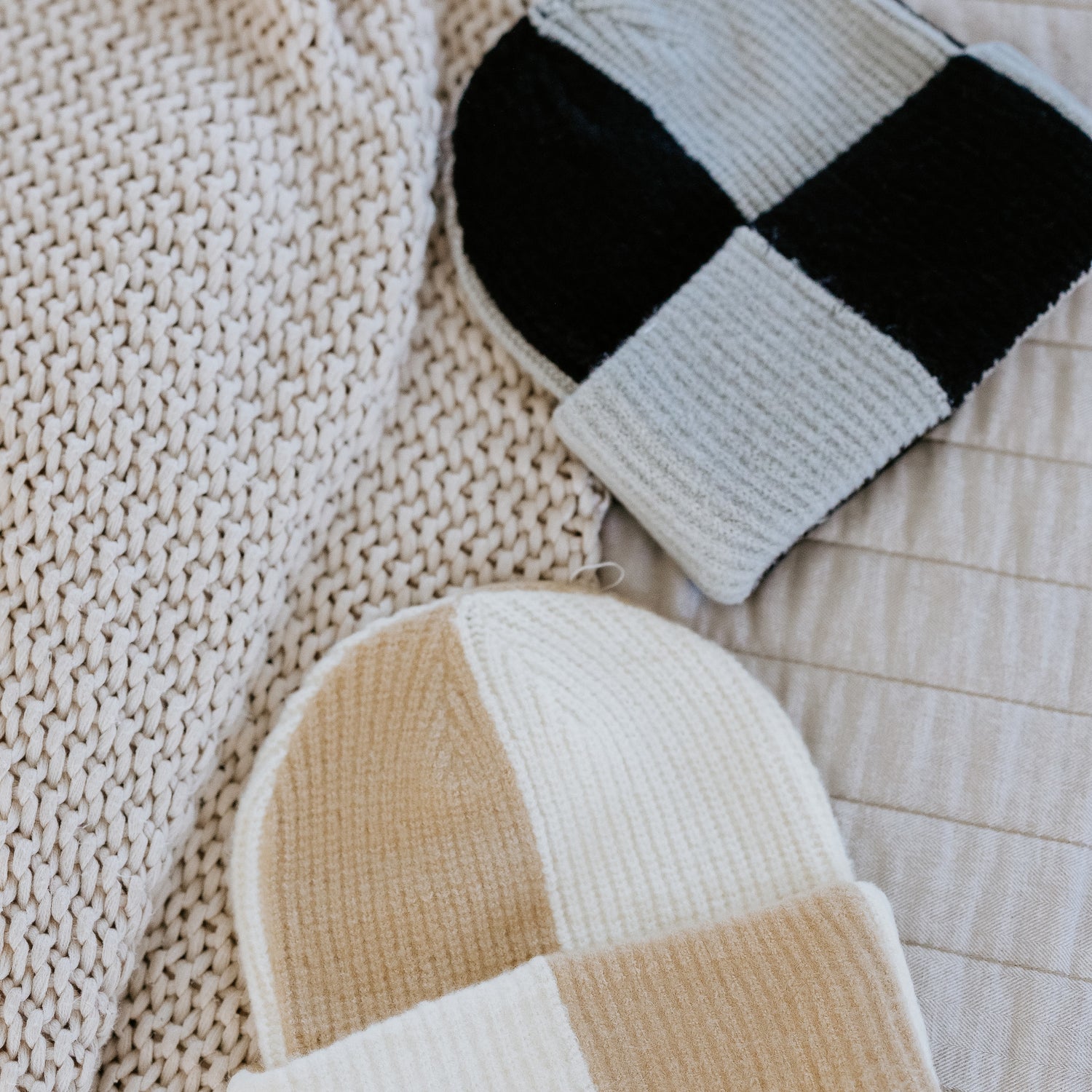 Checkered Knit Beanie