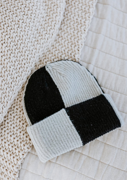 Checkered Knit Beanie