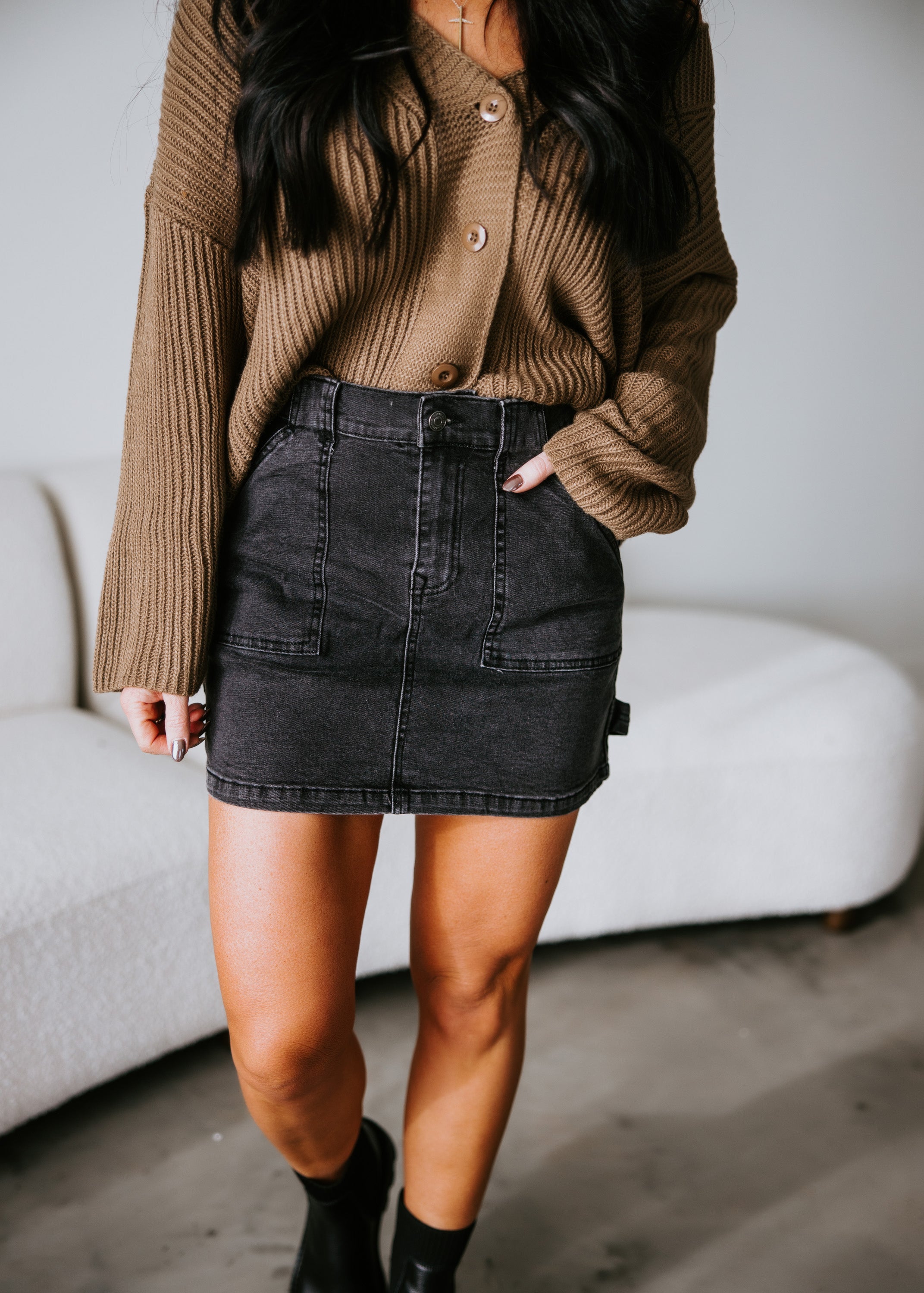 image of Blake Cargo Denim Mini Skirt