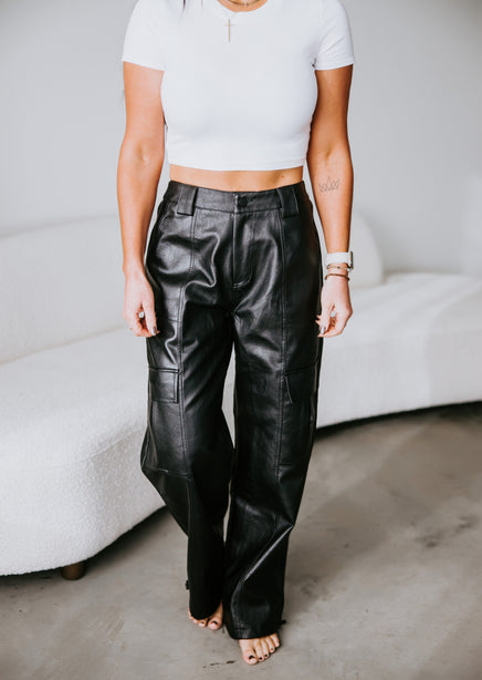 Stevey Vegan Leather Cargo Pants