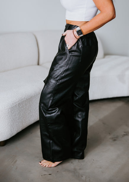 Stevey Vegan Leather Cargo Pants