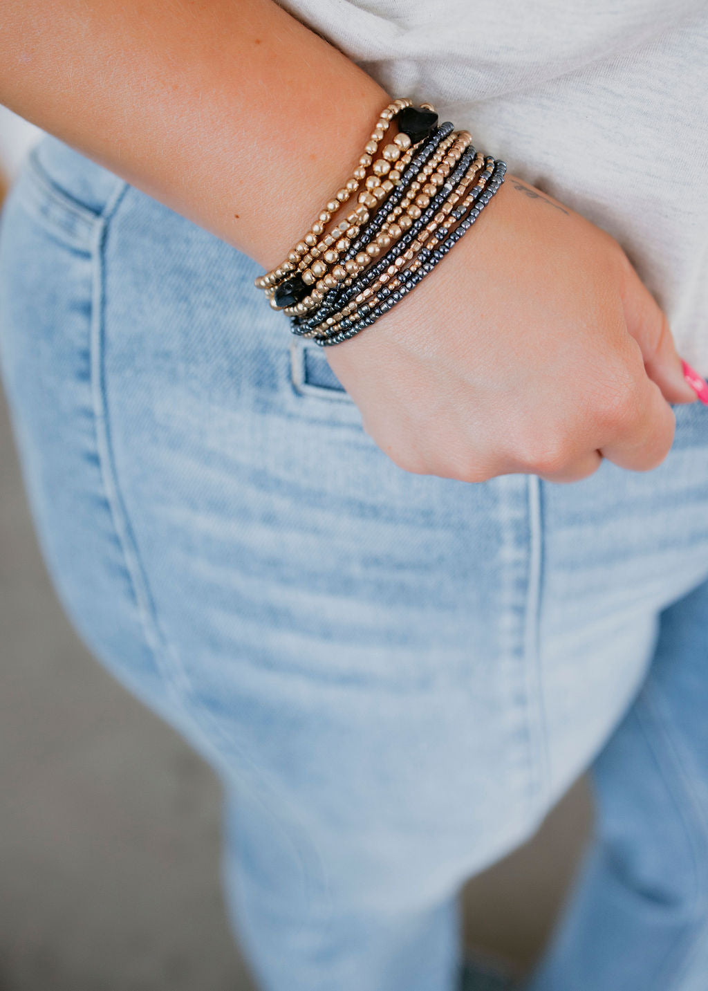 Layered Bead Stretch Bracelet