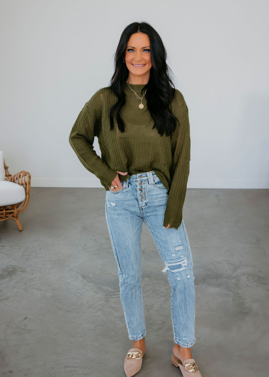 Deni Distressed Knit Sweater