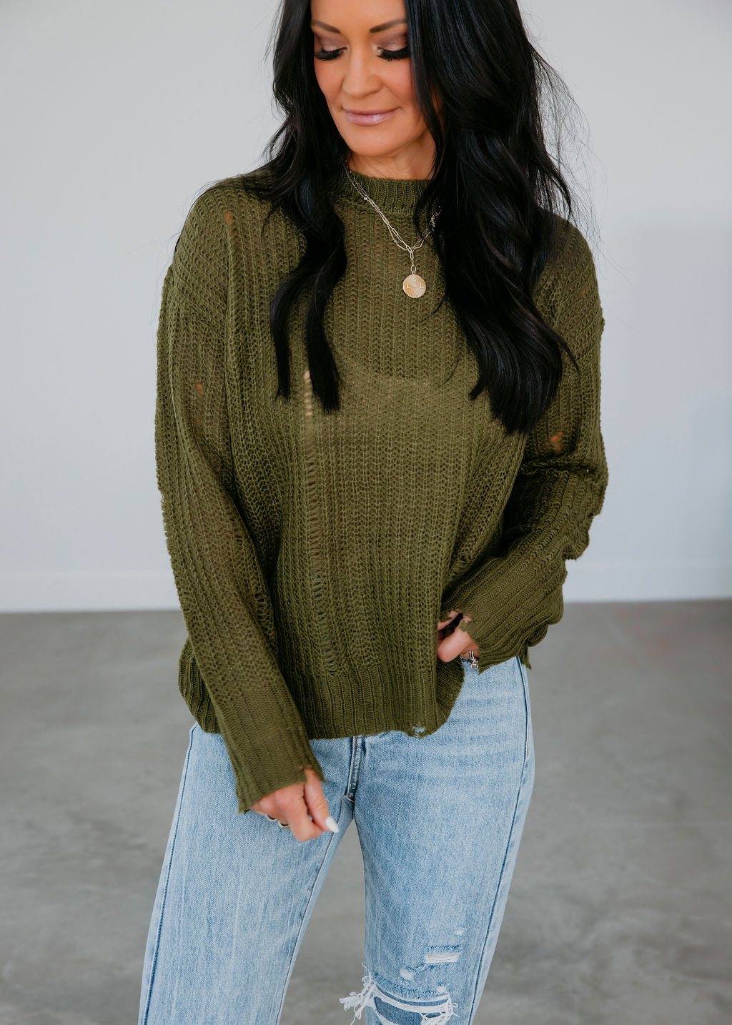 Deni Distressed Knit Sweater