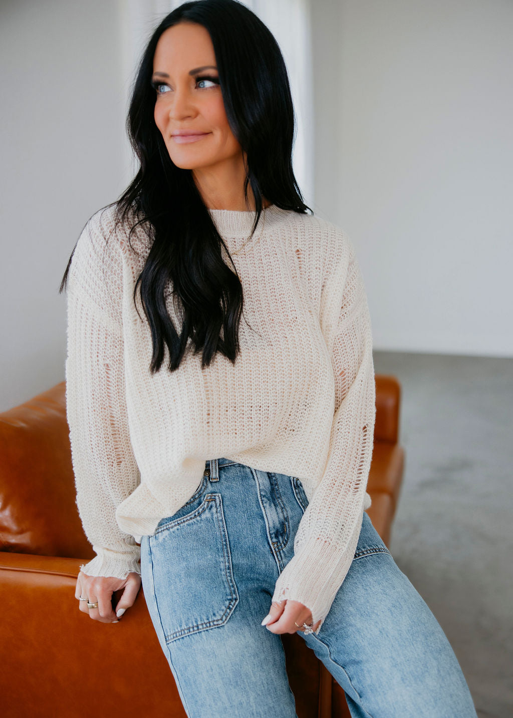 Deni Distressed Knit Sweater