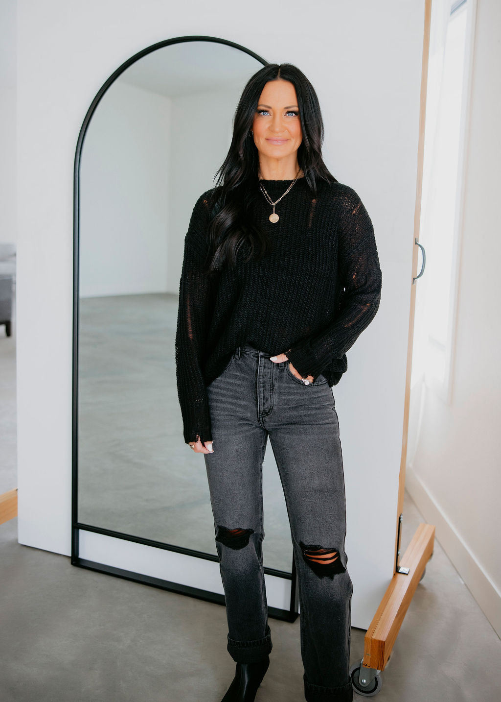 Deni Distressed Knit Sweater