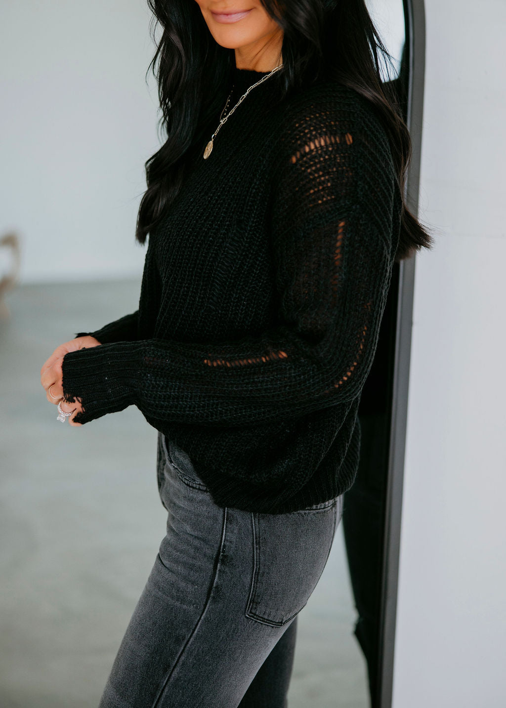 Deni Distressed Knit Sweater