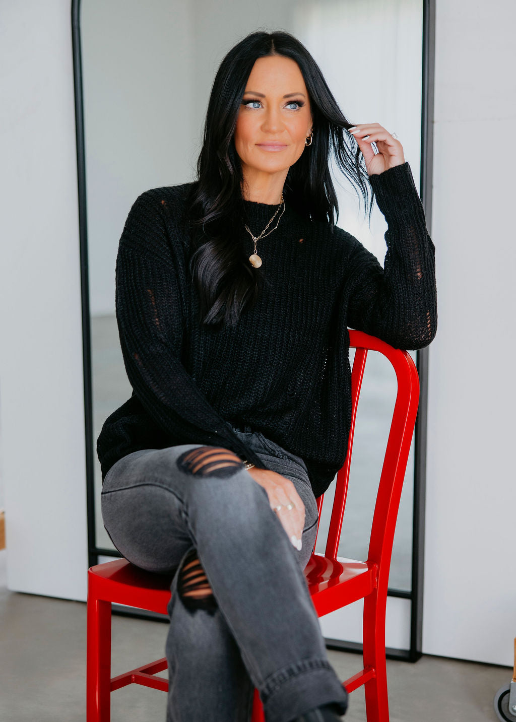 Deni Distressed Knit Sweater