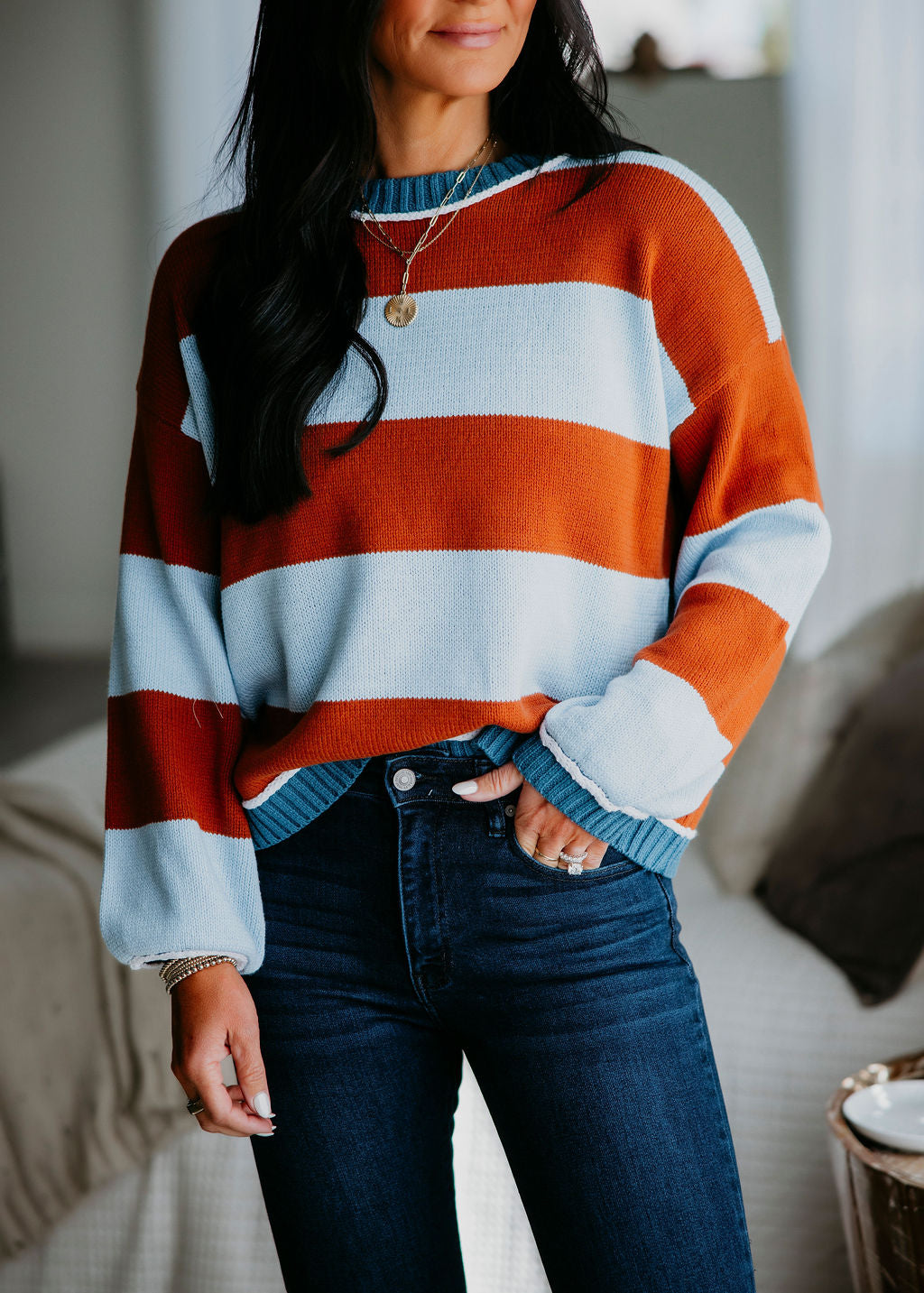 image of Kelson Striped Knit Sweater