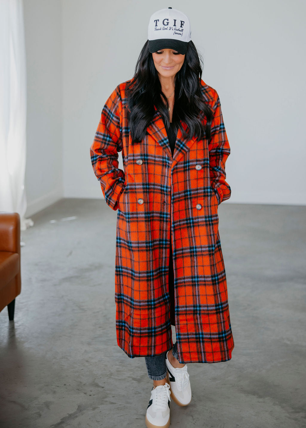 Jensyn Plaid Trench Coat