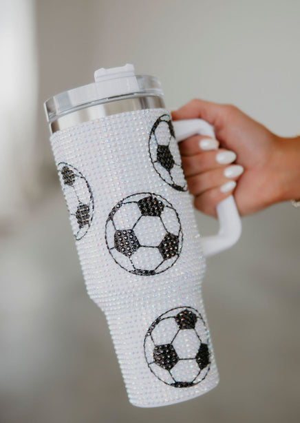 Rhinestone Soccer Ball Tumbler product view