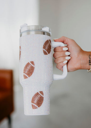 Rhinestone Football Tumbler