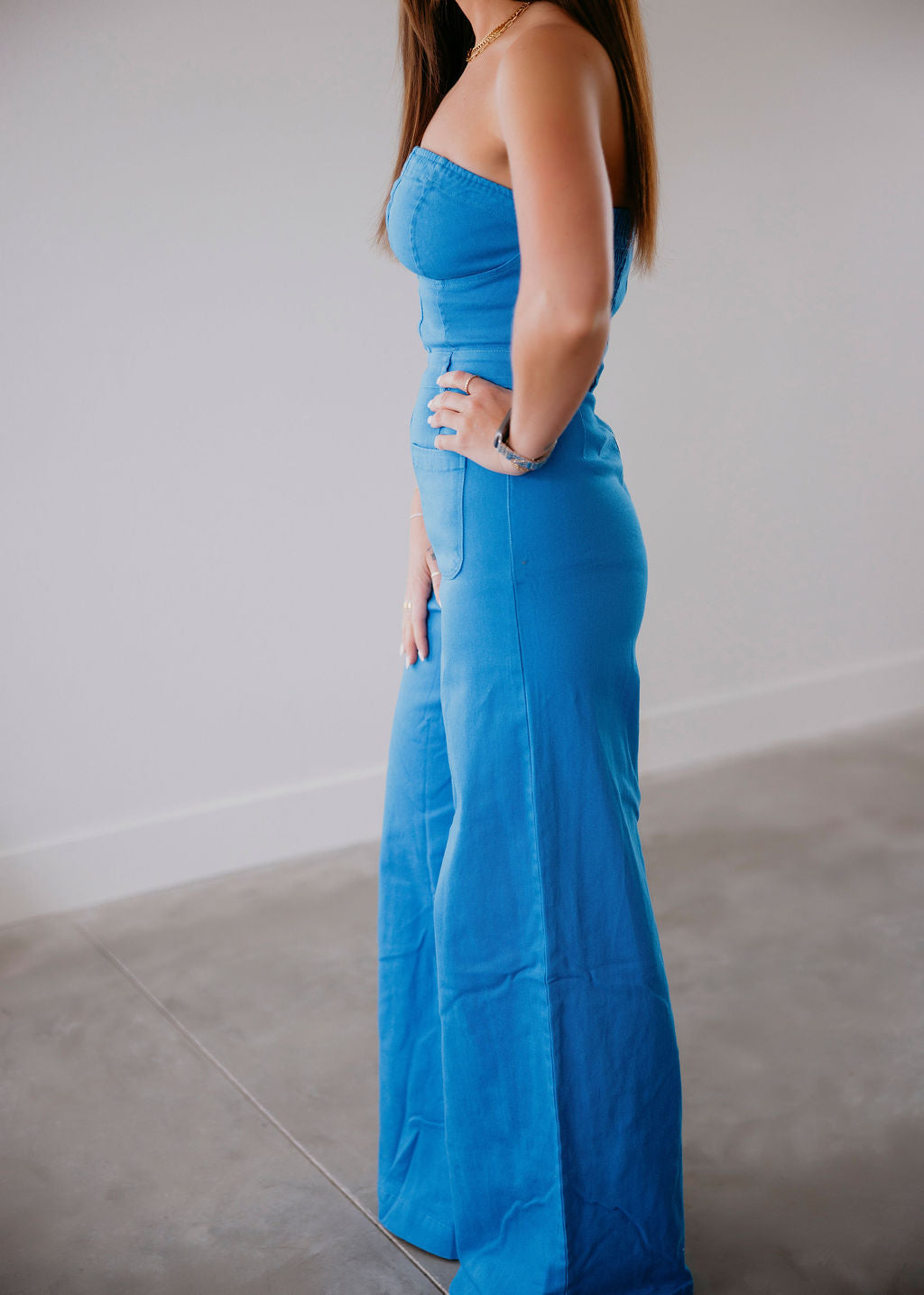 Meredith Strapless Denim Jumpsuit