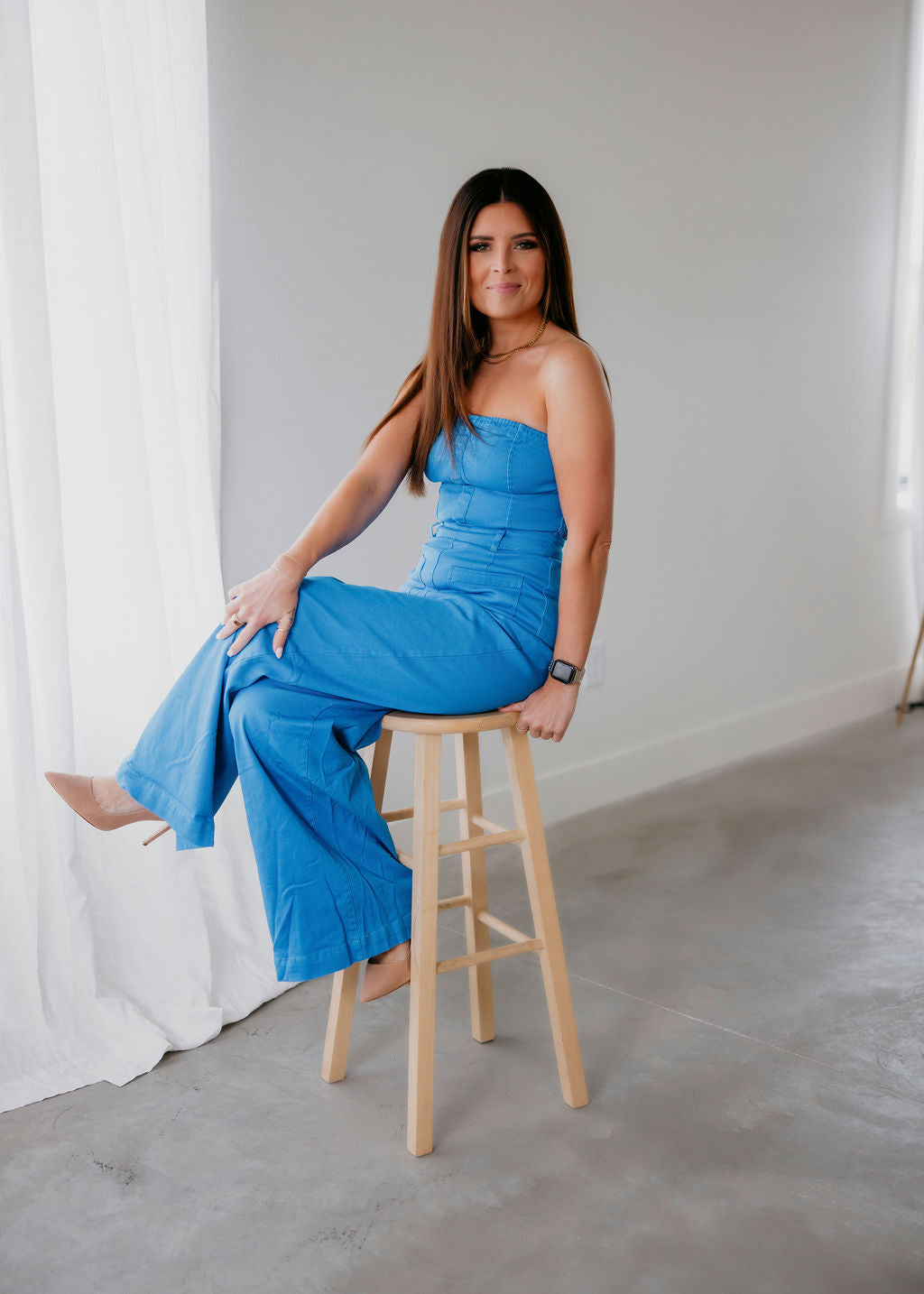 Meredith Strapless Denim Jumpsuit