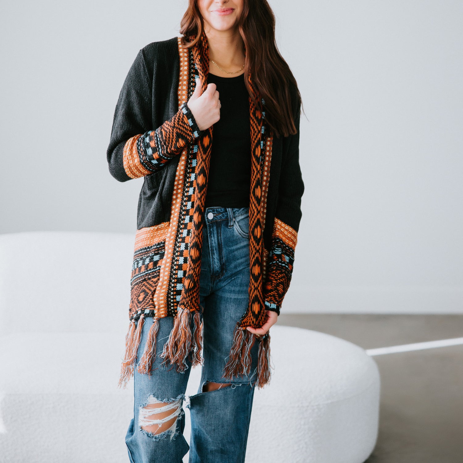 Megan Western Print Cardigan