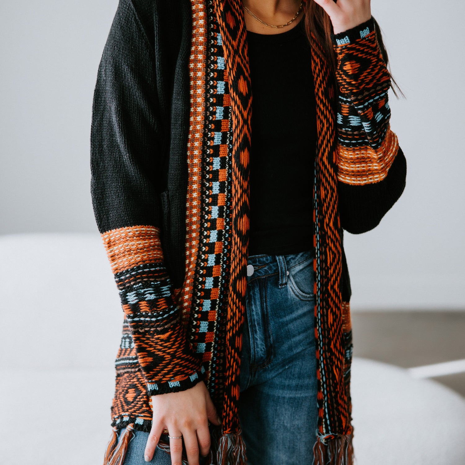 Megan Western Print Cardigan