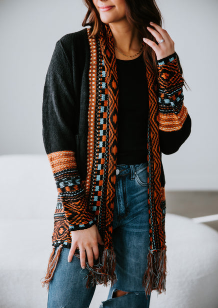 Megan Western Print Cardigan