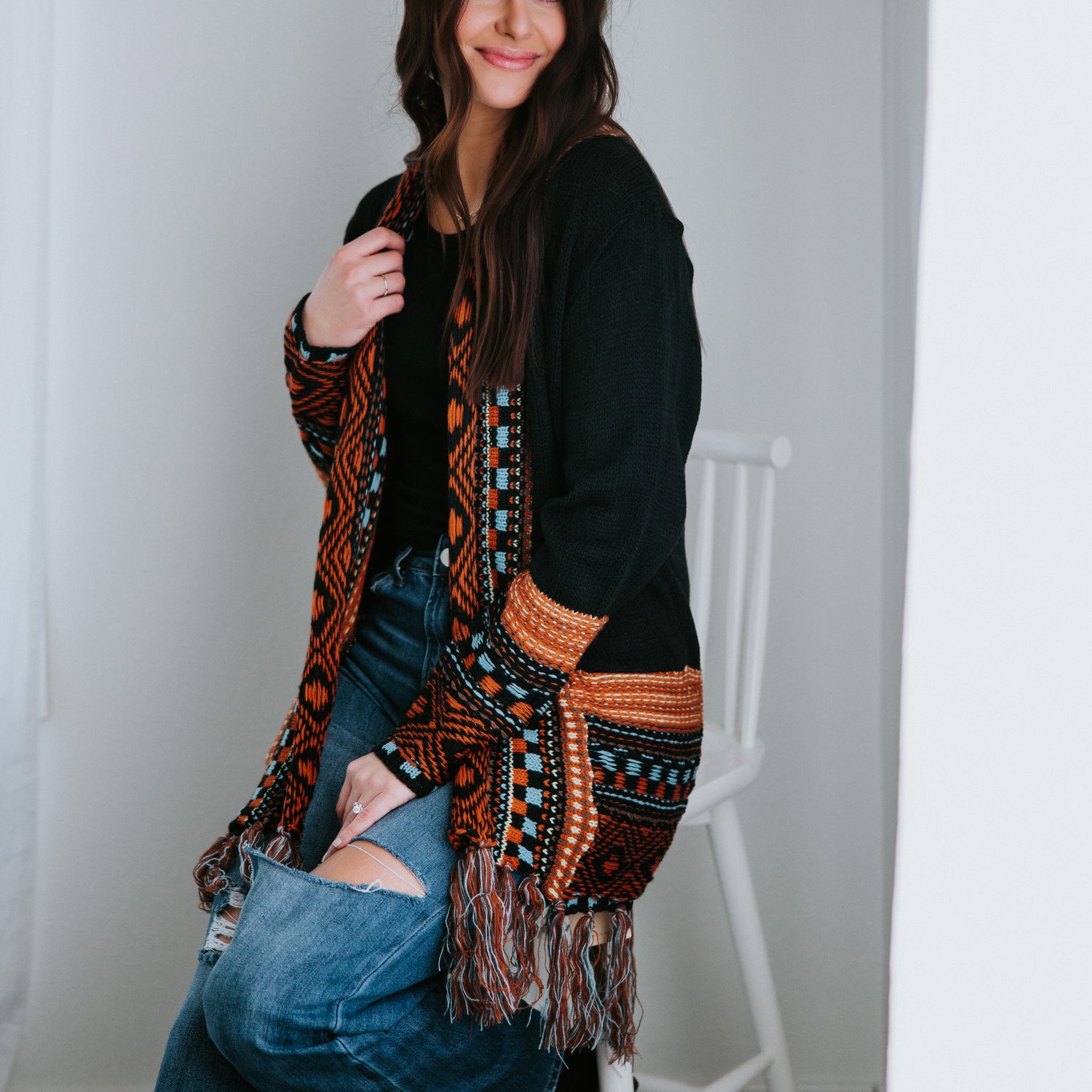 Megan Western Print Cardigan