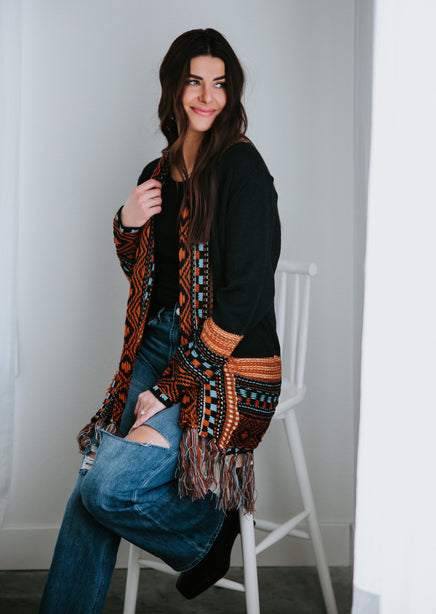 Megan Western Print Cardigan