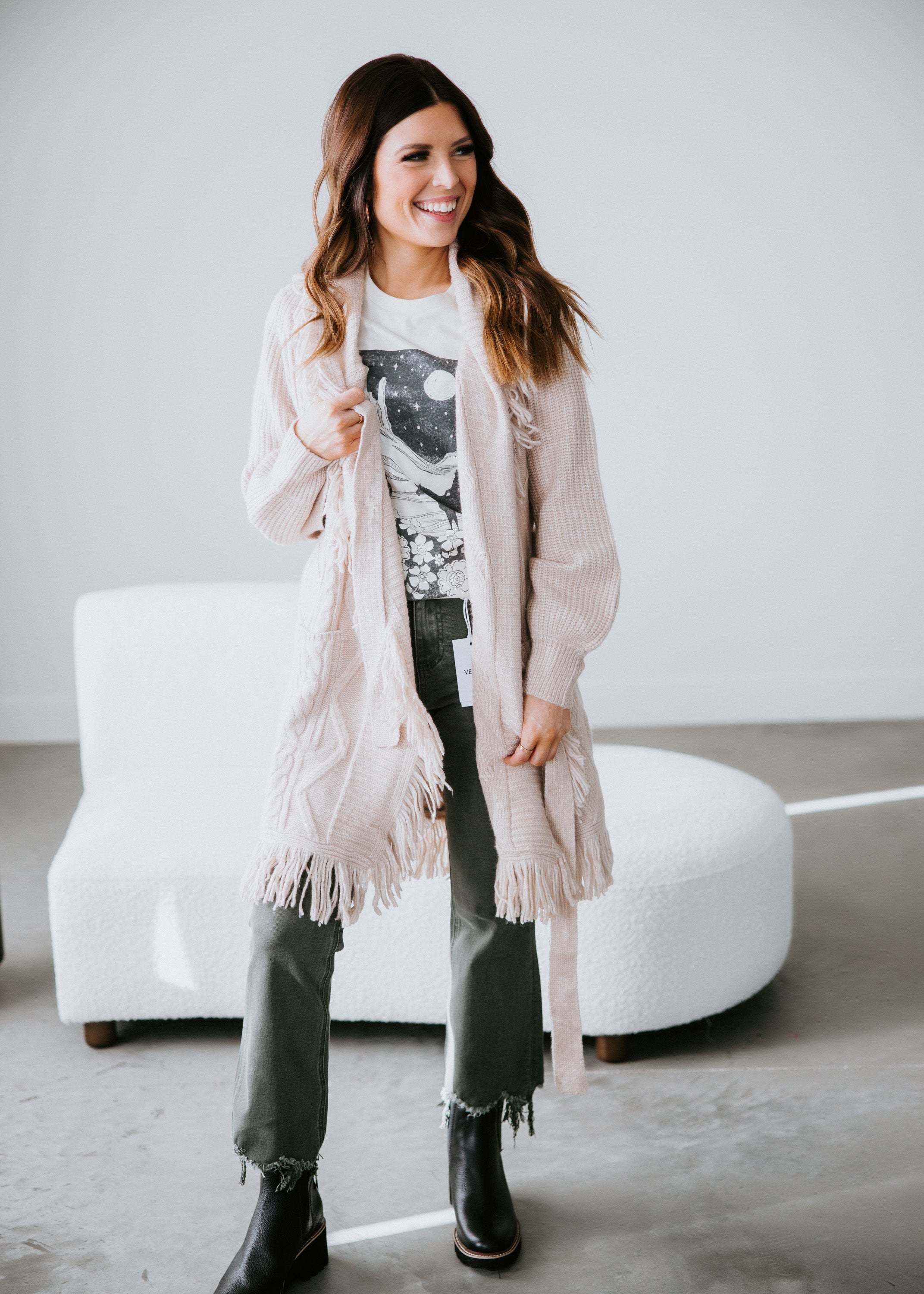 image of Flyn Fringe Belted Cardigan