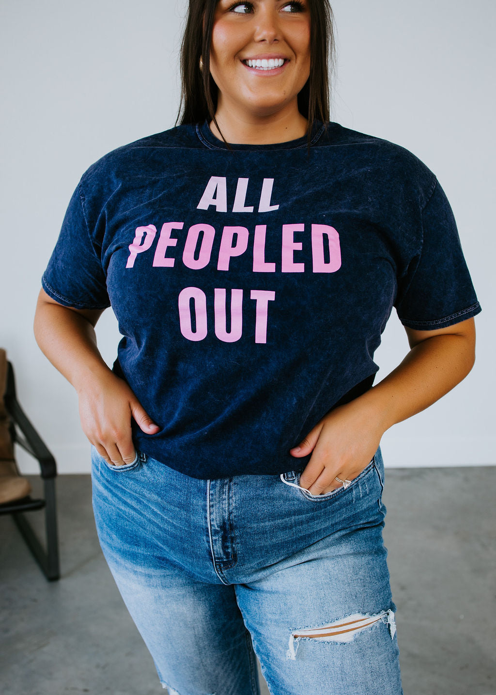 image of Curvy All Peopled Out Graphic Tee