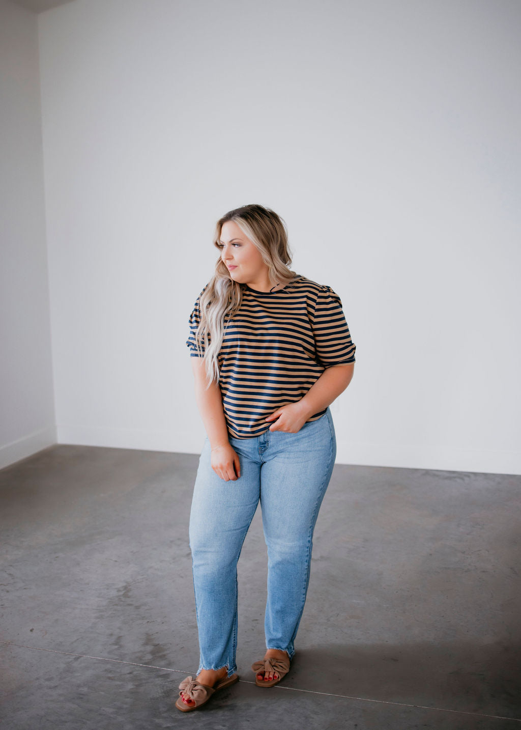 Vic Stripe Puff Sleeve Top