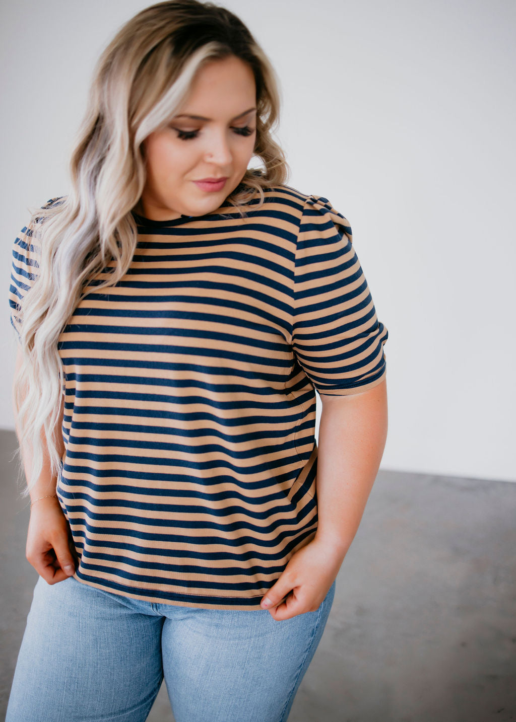 Vic Stripe Puff Sleeve Top