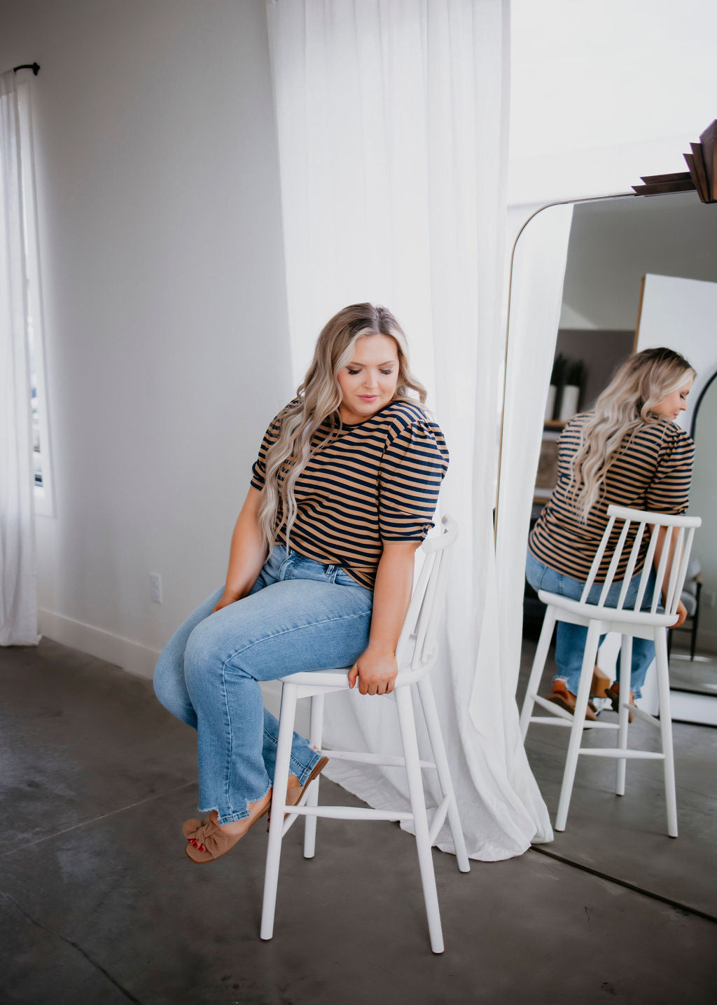 Vic Stripe Puff Sleeve Top