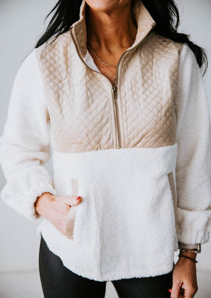 Quilted sherpa pullover sale