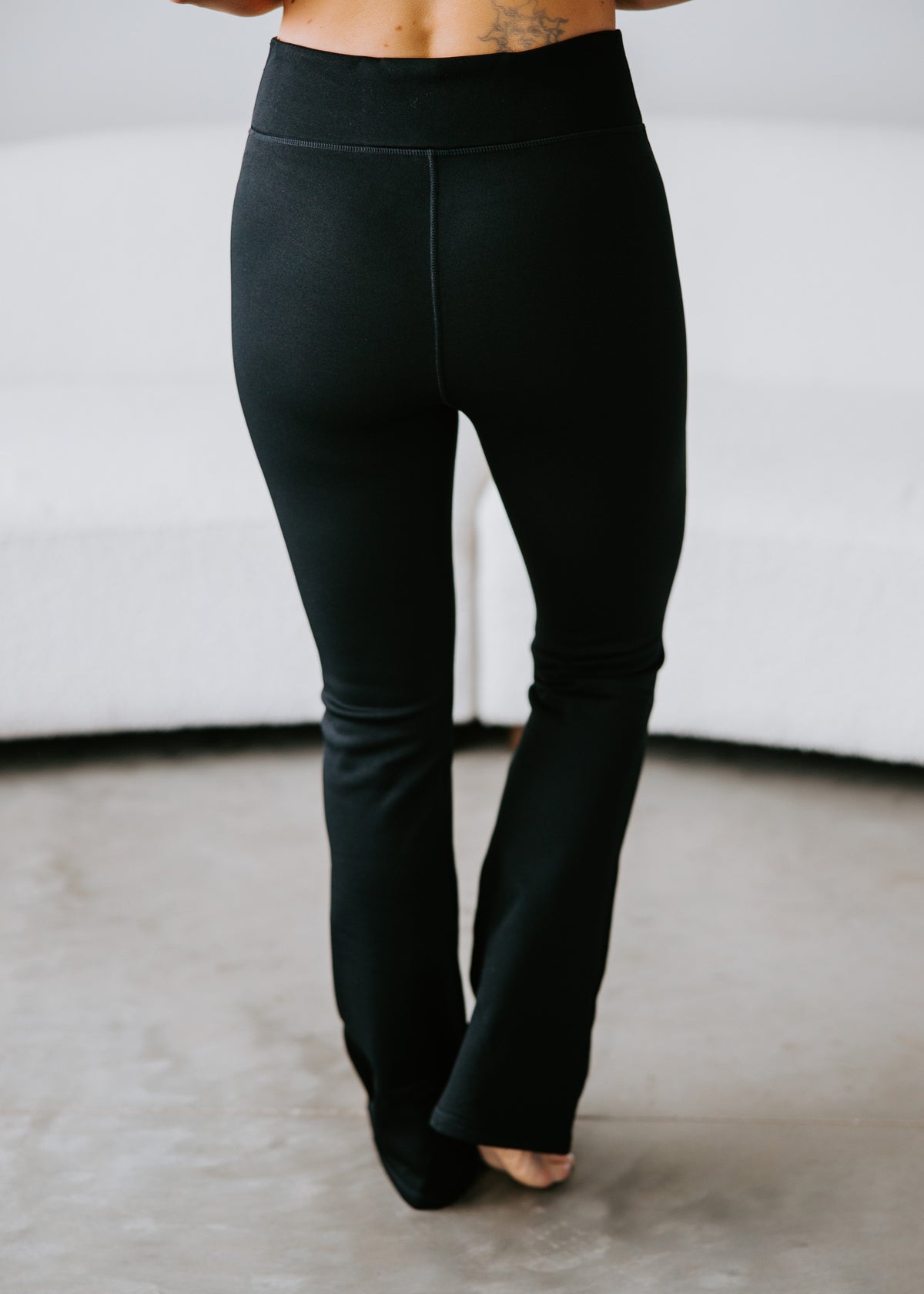 Buy Black High Waisted Ribbed Flare Leggings 💗 Online