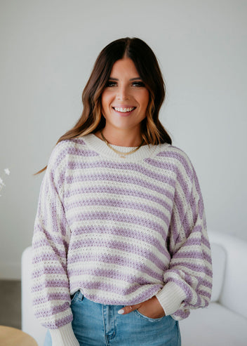 Tori Striped Crochet Sweater