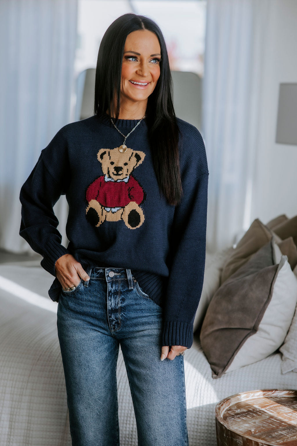 image of Teddy Bear Motif Sweater