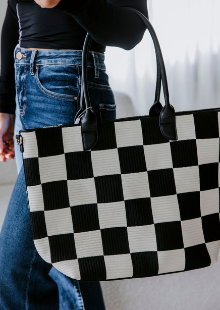 Betty Checkered Textured Tote product view
