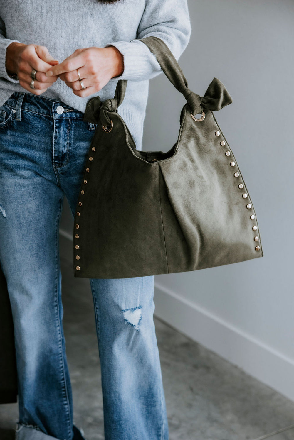 Meadow Studded Hobo Bag