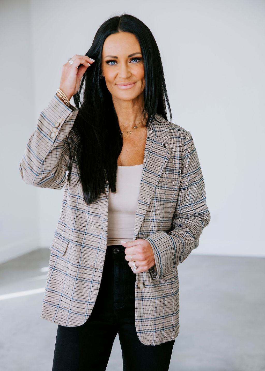 image of Emmey Checkered Blazer