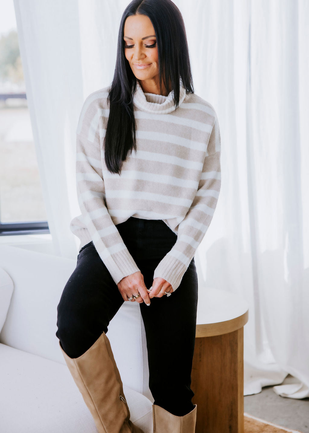 Derren Striped Turtleneck Sweater