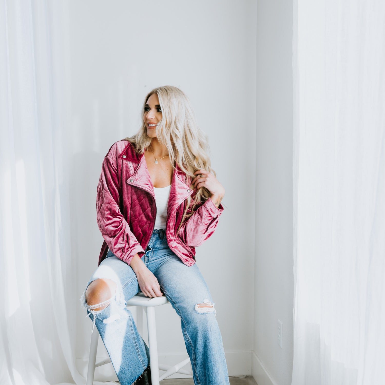 Tally Velvet Moto Jacket