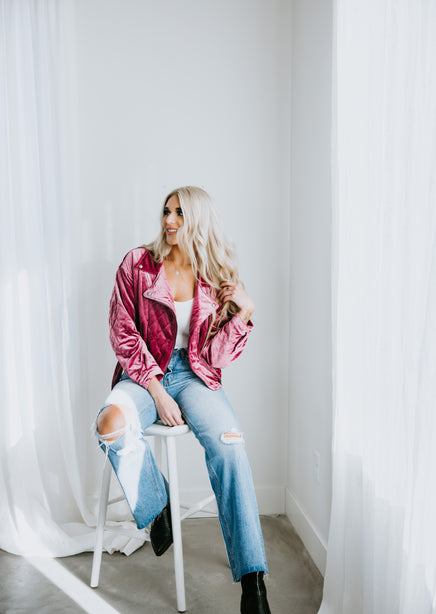 Tally Velvet Moto Jacket