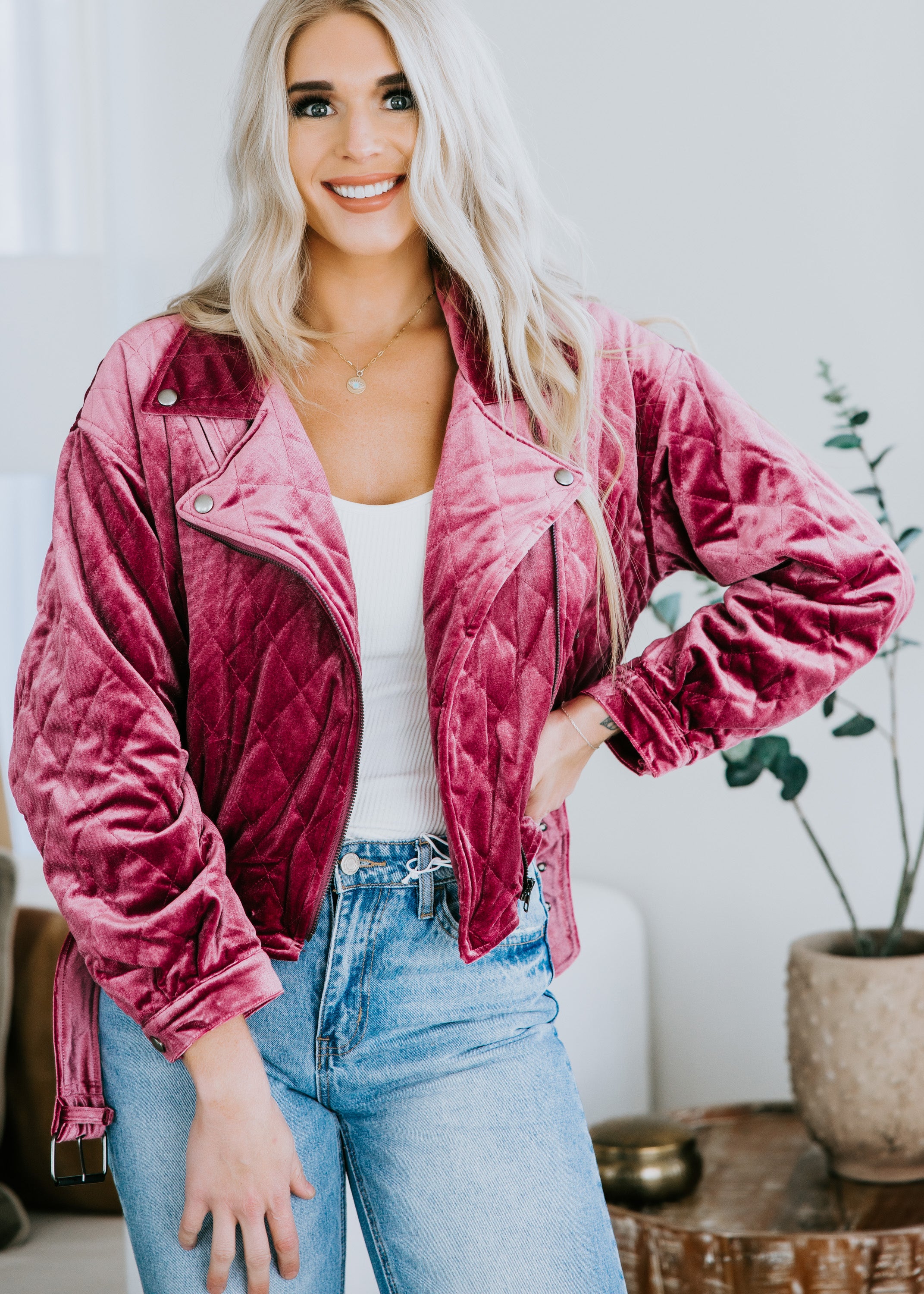 image of Tally Velvet Moto Jacket