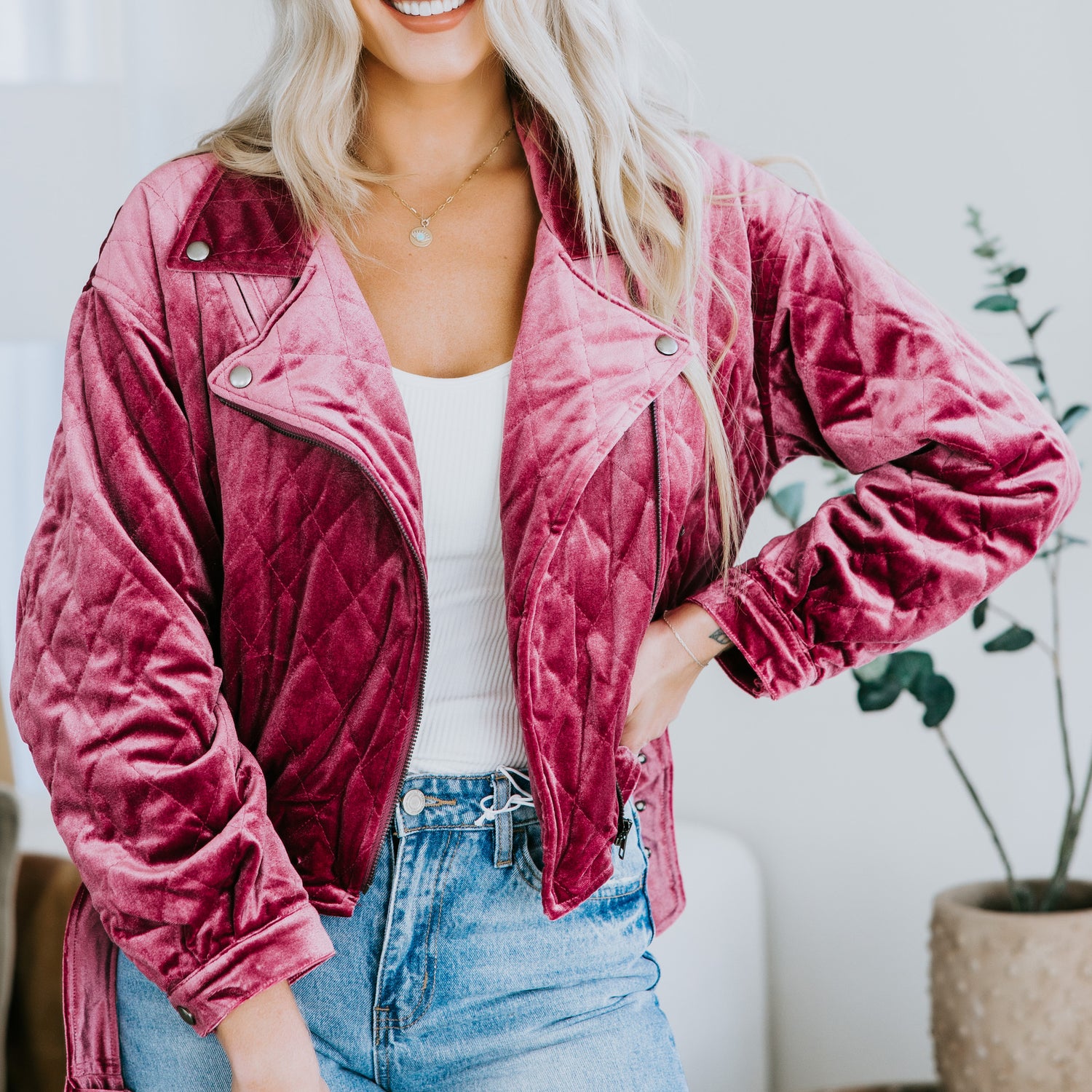 Tally Velvet Moto Jacket