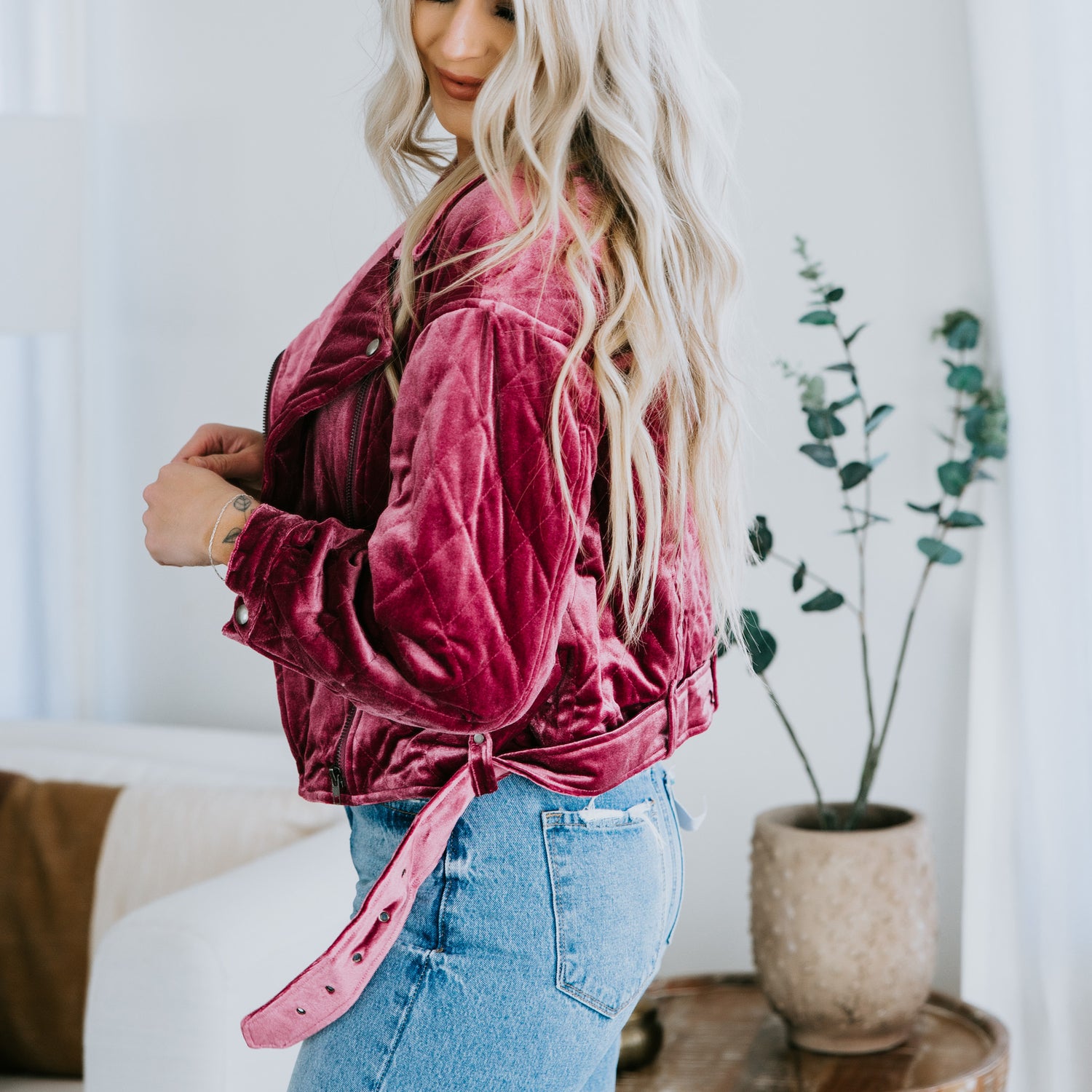 Tally Velvet Moto Jacket