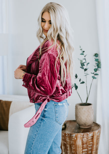 Tally Velvet Moto Jacket